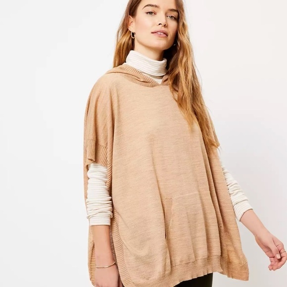 NWT Hoodie Poncho Desert Khaki M/L Neutral - Picture 2 of 13